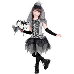 Widmann S.r.l. Hexen-Kostüm Geisterbraut Kinderkostüm – Skelett Kleid mit Schl grau