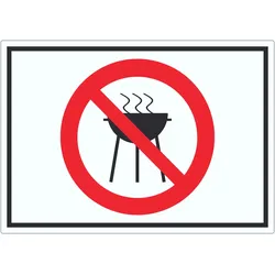 Grillen verboten Symbol Aufkleber A6 (105x148mm)