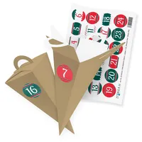 itenga Adventskalender Geschenktüte Braun 14cm Verschluss Zahlensticker Rot Grün