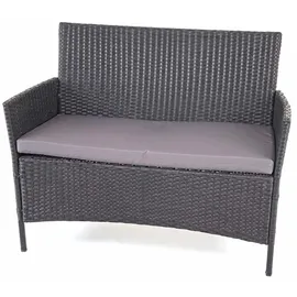 Mendler Poly-Rattan Garten-Garnitur HWC-D82, Sitzgruppe Lounge-Set ~ schwarz mit Kissen anthrazit