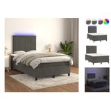 vidaXL Boxspringbett mit Matratze & LED Dunkelgrau 120x200 cm Samt