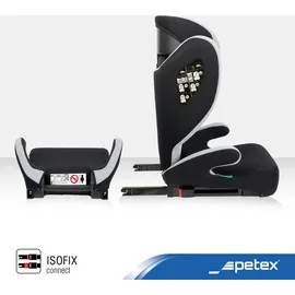 PETEX Auto-Kindersitz mit ISOFIX - Basic Plus i-Size Norm nach ECE R129 für Kinder von ca. 100-150 cm, höhenverstellbarer Kinderautositz in grau, 1 Stück