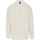 QS Regular Fit: Stehkragenhemd aus gestreiftem Oxford - beige|weiß - XL