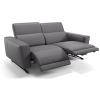 Sofanella 2-Sitzer Leder Alesso, Relaxsofa, Designsofa, Designer Couch, Italienisches Sofa, 2er Sofa grau