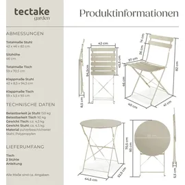 Tectake Bistrotisch-Set Frieda für 2 Personen beige