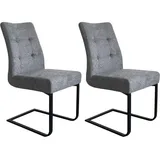 byLIVING Esszimmerstuhl Marlen XXL Webstoff dunkelgrau 2er Set