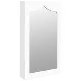 vidaXL Schmuckschrank mit Spiegel Wandmontage Weiß 37,5x10x67 cm