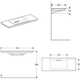 Geberit One Waschtisch 105 x 40 cm weiß/weiß Tect (500396013)