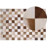 Teppich Kuhfell braun / beige 140 x 200 cm Patchwork Kurzflor SOLMAZ