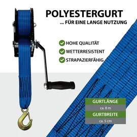 Trutzholm Gurtwinde 360 kg Polyester 8 m blau mit Lasthaken