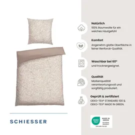 SCHIESSER Leaves Floral Taupe 135 x 200 cm + 80 x 80 cm