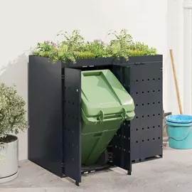 vidaXL Wagenmüllbehälter für 2 Behälter Anthrazit