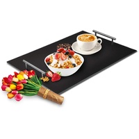 Sendez Servierplatte aus Schiefer Betttablett Frühstückstablett Tablett Schieferplatte