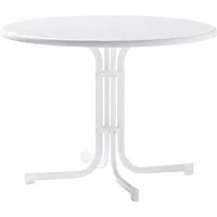 Sieger Boulevard-Klapptisch mit mecalit-Pro-Platte Ø 100 x 72 cm weiß/marmordekor weiß