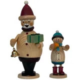Drechslerei Kuhnert Räuchermann Weihnachtsmann mit Mäxchen 16 cm mehrfarbig