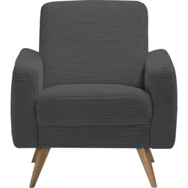 exxpo - sofa fashion Sessel Samso, Loungesessel, elegant und bequem, aktueller Cord Bezug grau