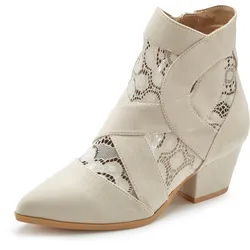 Stiefelette, mit Spitze & bequemen Blockabsatz, Cowboy Boots, Westernstiefel, Gr. 41, beige, , 71148414-41