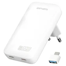 4smarts Netzladegerät FlatPlug Slim Dual 65W GaN 2C, weiß