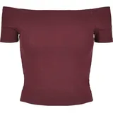 URBAN CLASSICS Ladies Off Shoulder Rib Tee - Rot