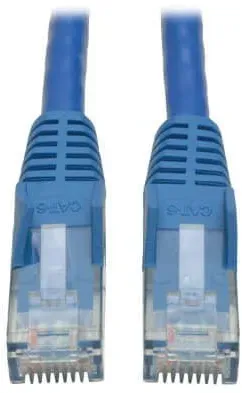 Tripp Lite N201-001-BL50BP Cat6 Gigabit hakenloses, anvulkanisiertes (UTP) Ethernet-Kabel (RJ45 Stecker/Stecker), PoE, Blau, 0,31 m, Großpackung 50 Stk. N201-001-BL50BP