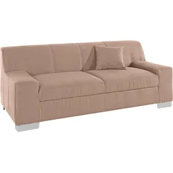 2-Sitzer DOMO COLLECTION "Bero, elegant und zeitlos, flache Armlehnen", beige, B:193cm H:74cm T:85cm, Zierkissen: Im jeweiligen Bezugsstoff, Struktur fein (100% Polyester), Feinstruktur (100% Polyester), Luxus-Microfaser (100% Polyester), Sofas, fester Sitzkomfort
