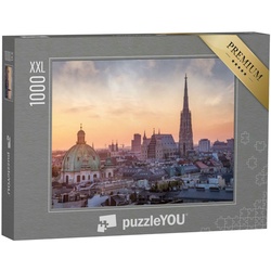 puzzleYOU Puzzle Puzzle 1000 Teile XXL „Wiener Skyline mit Stephansdom, Österreich“, 1000 Puzzleteile, puzzleYOU-Kollektionen Österreich
