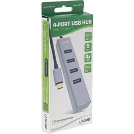 InLine InLine® USB-C 3.2 Multi Hub (4x USB-A 5Gb/s), OTG, Aluminiumgehäuse / Grau