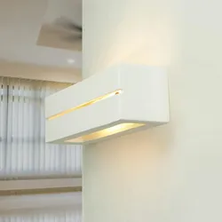Licht-Erlebnisse Wandleuchte Innen in Weiß Gips Up & Downlight indirektes Licht 32 cm lang E27 Zeitlos Flur Wohnzimmer Wandlampe, NI1/1/071