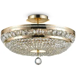 Barocke Kristall-Deckenleuchte Ottilia - goldfarbenes Metall und Glasschirme - 6 x E14 60W 220V-240V - für Lobby, Hotel, Restaurants, Theater