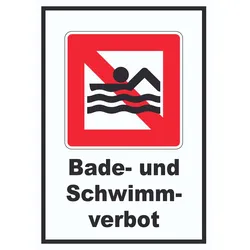HB-Druck Schwimmen und Baden verboten Symbol und Text A4 Rückseite selbstklebend