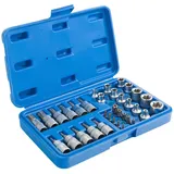 Arebos Torx-Bit Stern Steckschlüsselsatz 34-teilig Profi Werkzeug Set, Komplett-Set blau