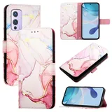 nancencen für OnePlus 9 Hülle, PU Leder Handyhülle Kapphülle mit Kartenfach Magnetisch Rundumschutz Mode Marmormuster Handytasche Case Handytasche Case, Roségold