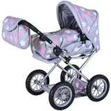 Knorrtoys 63144 - Kombi-Puppenwagen Ruby Star Grey Pink, mit Zubehör, umbaubar, Schieberhöhe: 34-62cm