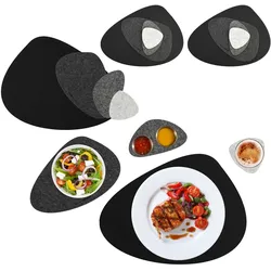 Flusskiesel Tischset Filz 16 Teile Platzset + Untersetzer für 4 Abwaschbar Grau