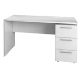 Dmora Schreibtisch Dbuttar, Moderner Schreibtisch, Studiertisch mit Kommode mit 2 Schubladen und 1 Tür, 138x60h74 cm, Weiß - Weiß