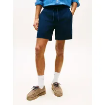 Tommy Hilfiger Shorts TOMMY JEANS "LINEN BLEND PULL-ON", Herren, Gr. M, N-Gr, blau (schwarz night navy), Web, Obermaterial: 86% Baumwolle, 14% Leinen, unifarben, regular fit kurz, Hosen Shorts, Regular fit mit praktischen Taschen