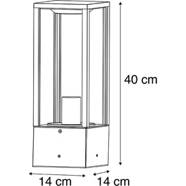 QAZQA Außenleuchte Aluminium 40 cm E27 1 Stück schwarz