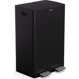 Klarstein EcoVista Mülleimer - 60L Abfalleimer mit 2 Fächern & 3L Kompostbehälter, Soft-Close, Edelstahl, Küchen-Abfalleimer, Mülltrennsystem - Schwarz