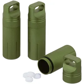 Relaxdays Pillendose wasserdichte Kapsel 3er Set 9,5 x 3 cm