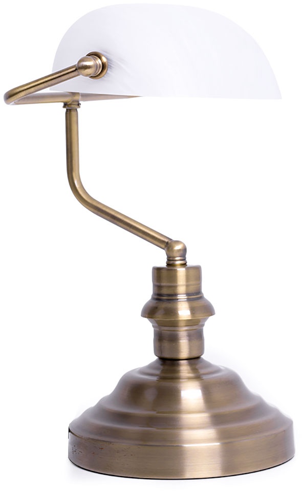 LED Retro Tischleuchte Bankerlampe Antik Altmessing Schreibtischlampe Büro Schalter
