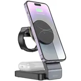 HOCO 3in1, 15W, induktives Ladegerät kompatibel mit MagSafe Motorcycle CQ3 schwarz