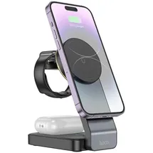 HOCO 3in1, 15W, induktives Ladegerät kompatibel mit MagSafe Motorcycle CQ3 schwarz