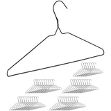 Relaxdays Drahtbügel, 48er Set, dünn, für Blusen, Shirts, mit Hosensteg, platzsparende Metall Kleiderbügel, schwarz