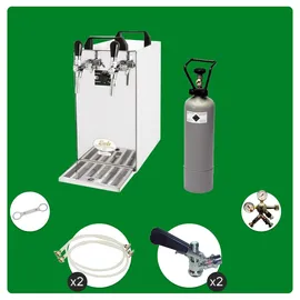 ich-zapfe Komplett Set - Zapfanlage, Bierzapfanlage - Kontakt 40 2-leitig Trockenkühler, Durchlaufkühler 50 Liter/h, Green Line, Zapfkopf:Kombi,Zapfkopf 2:Flach