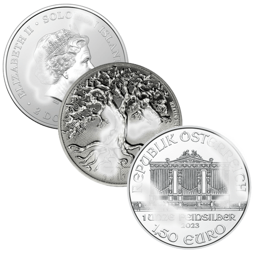 1 Unze Silbermünze diverse Jahrgänge angelaufen