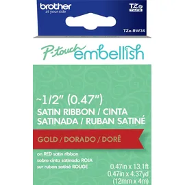 Brother TZe-RW34 P-touch textiles Schriftband gold auf weinrot 12mm