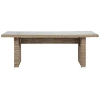 VCM ebuy24 Gram Gartentisch 210x96 cm mit Glasplatte Natur