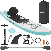 Tectake tectake® Stand-Up Paddle Board, 2in1, aus Drop-Stitch Material, Belastbarkeit 200 kg, 288 x 77 x 22,5 cm