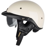 Motorradhelm Halbschalenhelm mit ECE Genehmigt, Retro Motorrad Halbhelm Vintage Motorrad Jethelm mit Visier Halbschalenhelm für Cruiser Scooter Chopper A,3XL