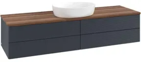 V&B Waschtischunterschrank mit Frontstruktur -Beleuchtung Antao 160x50cm, WBP-farbe w. wal, md bl. m Lac